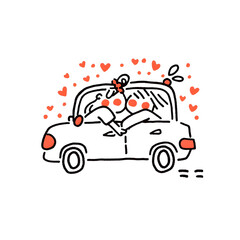 Fototapeta premium Lovers kiss in a car 