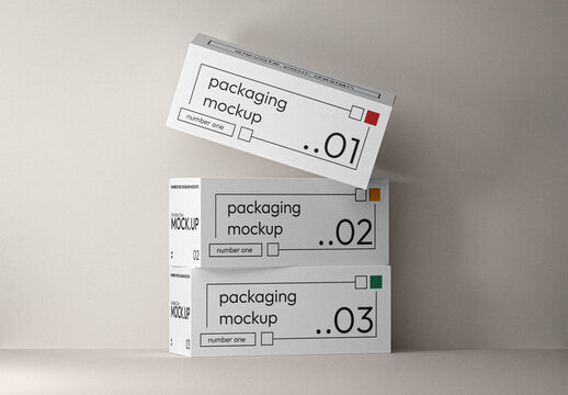 Stacked Long Boxes Mockup