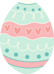 A charming Easter egg with soft pastel patterns, hearts, and intricate details. Perfect for creative projects and holiday decorations.