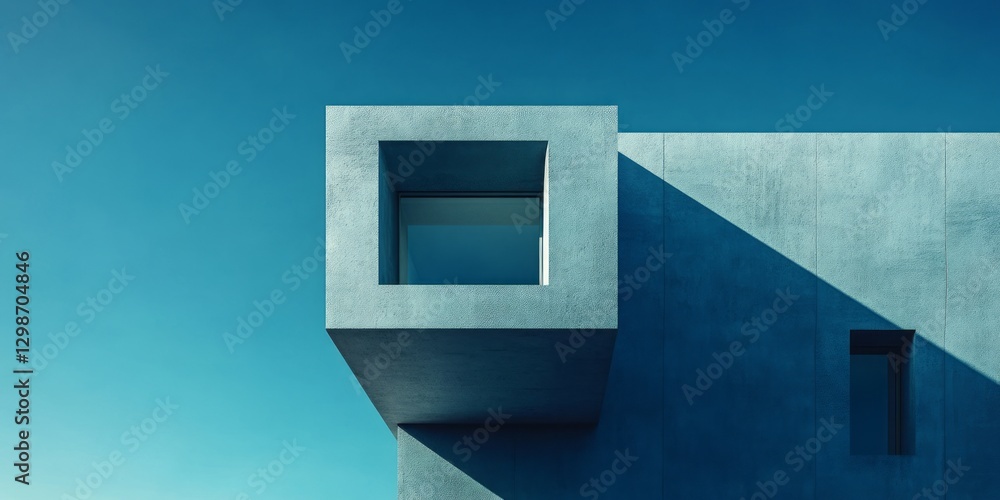 Poster concrete architectural design with a square window set against the sky