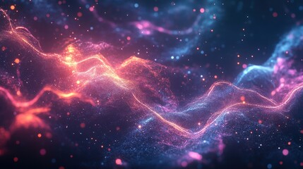 Obraz premium abstract cosmic nebula glowing particles pink and blue hues