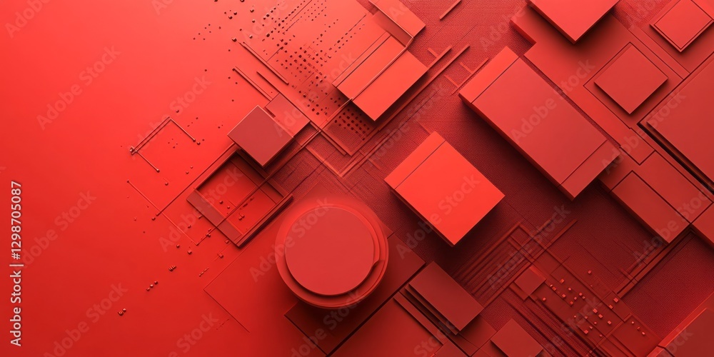 Poster abstract red geometric shapes create a futuristic technology background
