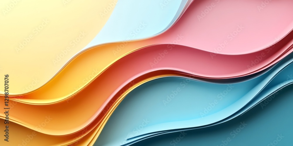 Poster abstract wavy paper layers in pastel colors creating depth