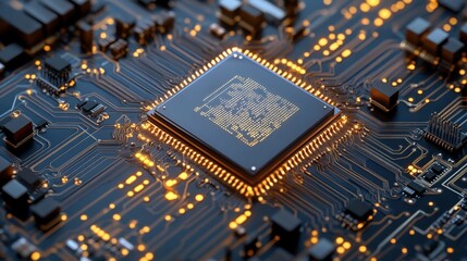close-up of a computer microchip on a motherboard