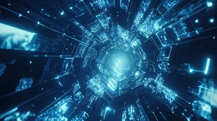 Fototapeta premium futuristic digital tunnel abstract technology background