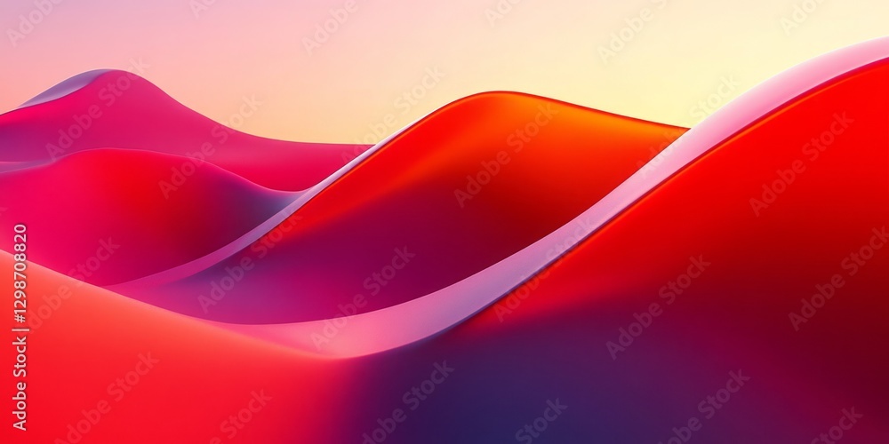 Poster Abstract smooth surface with wavy shapes and color gradient