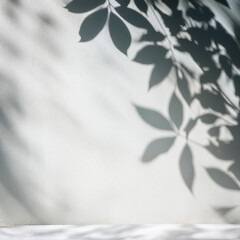 Elegant Plant Shadow on White Textured Wall – Minimalist Aesthetic, Natural Light, and Botanical Silhouette for Modern Interior Design