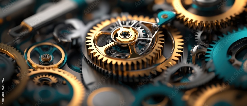 Poster intricate gears and cogs machine