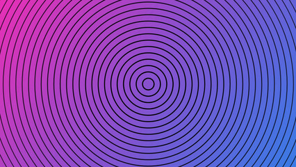 Pink and blue gradient with concentric circular lines, abstract geometric background