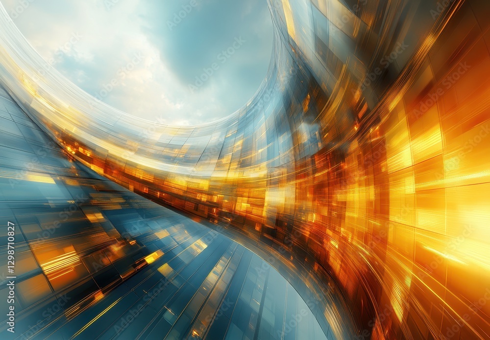 Poster dynamic abstract wave with vibrant colors, glowing lights, and a sense of motion creating a futurist