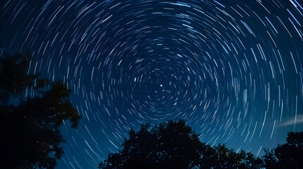 sky time-lapse with stars shifting positions as the Earth rotates 