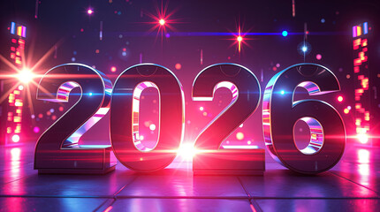 3d text New Year 2026 gold realistic rendering new year celebration	
