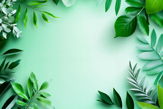 Green leaves on a green background