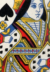 Close up of a vintage picture playing card.