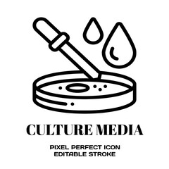 Culture Media symbol, featuring an editable stroke outline icon isolated on white background flat vector illustration. Pixel perfect