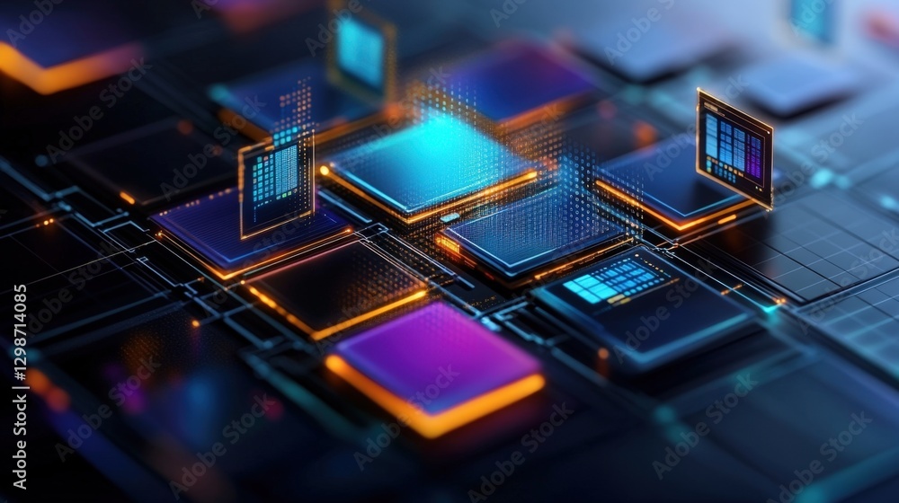 Poster abstract futuristic computer processors