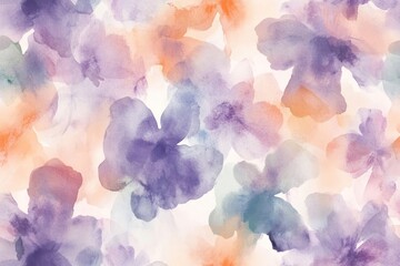 Watercolor floral pattern purple pastel colors.