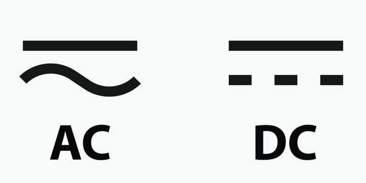 The symbols for alternating current (AC) and direct current (DC)