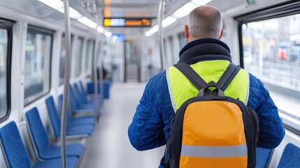 Commuter on Public Transport, Back View