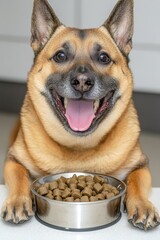 Obraz premium Joyful Dog Enjoying Meal: A Love for Food That Wags the Heart!