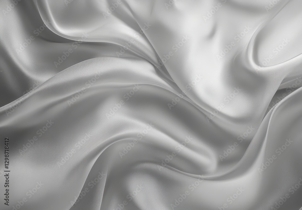Poster elegant silky texture of smooth white fabric draping with soft waves and delicate folds creating an 