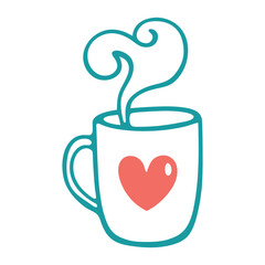 Heart-Shaped Coffee Mug vector Logo.