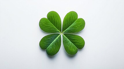 A minimalist four-leaf clover on a white background, perfect for St. Patrick's Day promotions, wellness themes, or nature-inspired designs.