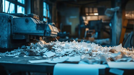 Industrial shredding action a close-up view of factory manufacturing