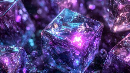 Futuristic 3D cubes with metallic textures glowing in vibrant colors, ideal for modern and tech-themed designs