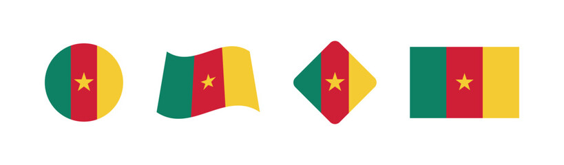 
Vector Cameroon National Flag icon collection. Flag set of Cameroon various styles.