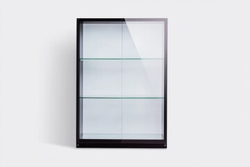 Sleek display cabinet with glass shelves and minimalistic black