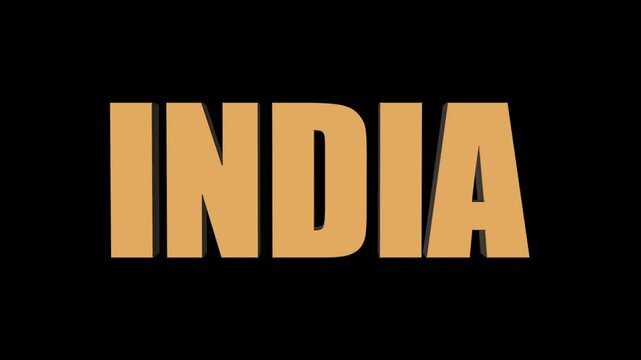 India 3d Gold text animation seamless loop. 4K