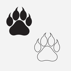 Discover a sleek and minimalist vector line art of a paw. Featuring smooth, clean black lines on a white background, perfect for logos, tattoos, and digital designs.