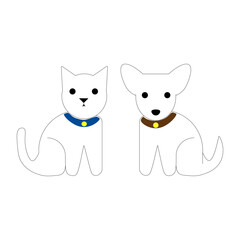 dog and cat logo design. pet care white linear style 