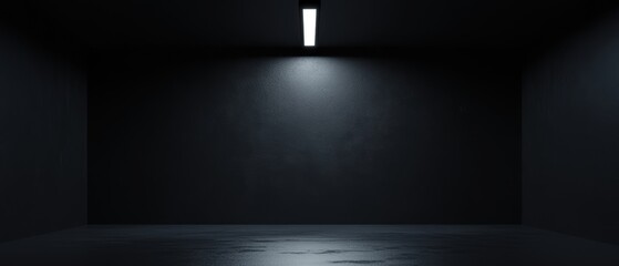 Empty room with dark walls and a single light source creating a moody atmosphere for photography, design, or creative projects in a minimalist setting.