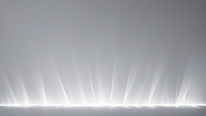 White light beams rising from a horizontal source create an elegant abstract background, ideal for modern designs and presentations