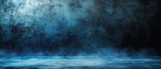 Dark blue foggy background with mist and smoke, atmospheric design for creative projects, photography, artwork, and digital presentations.