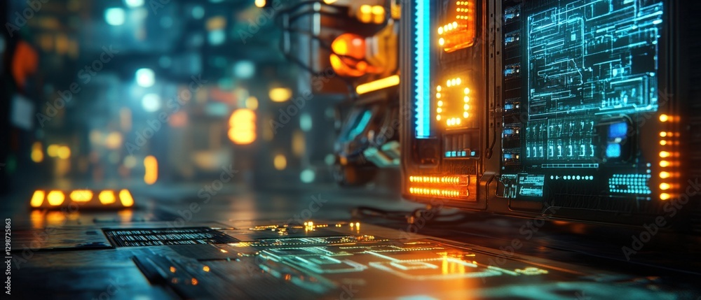 Poster futuristic control panel in a cyberpunk setting