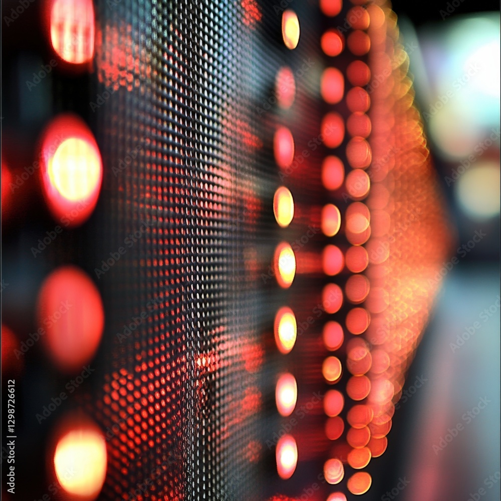 Poster close-up of an led display with illuminated red lights