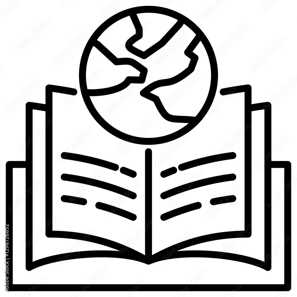 Poster global learning line icon