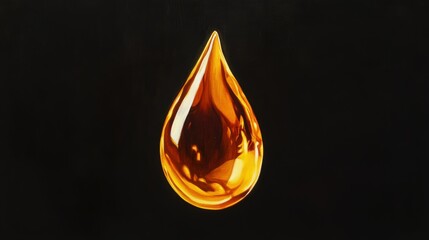 Oil droplet close-up on black background for cooking, beauty, and industrial use highlighting textures and reflections for product marketing and advertising.