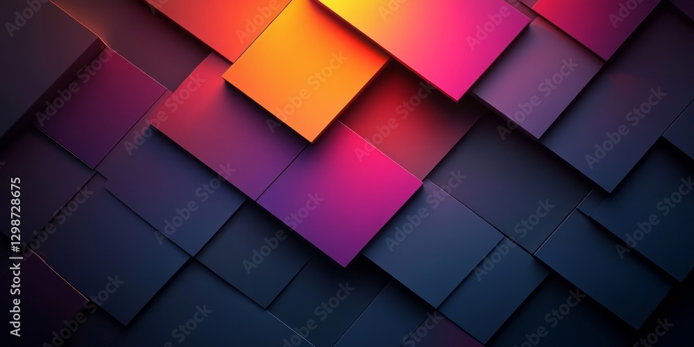 Poster colorful geometric squares create a dynamic abstract composition