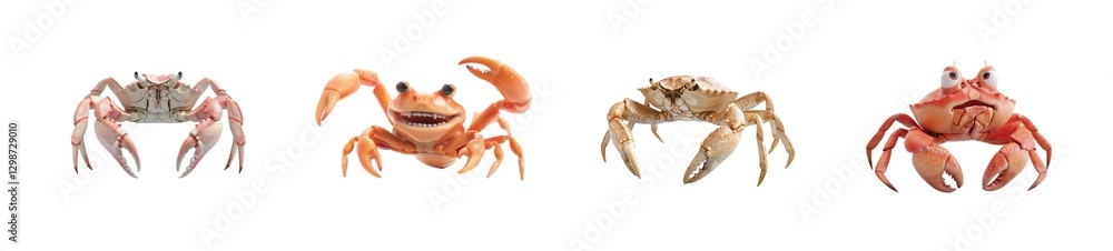 Aufkleber cartoon crabs with different expressions show their unique features and playful characters