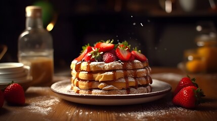 Delicious Churro Waffles with Caramel