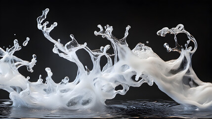 water collision frozen in time, showing delicate tendrils of liquid stretching outward 