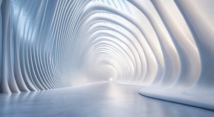 Obraz premium Futuristic Bright Tunnel with Smooth Curves and Soft Lighting in a Minimalist Space for Modern Architecture and Design Concepts