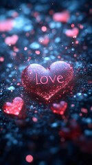 Obraz premium Glowing hearts and glitter embodying the essence of love