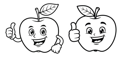  Hand drawn Thumbs up Apple vector Clipart Illustration with a white background 
