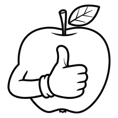 Hand drawn Thumbs up Apple vector Clipart Illustration with a white background 

