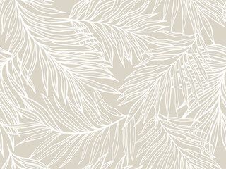 Elegant Abstract Palm Leaf Pattern on Neutral Background. Vector illustration